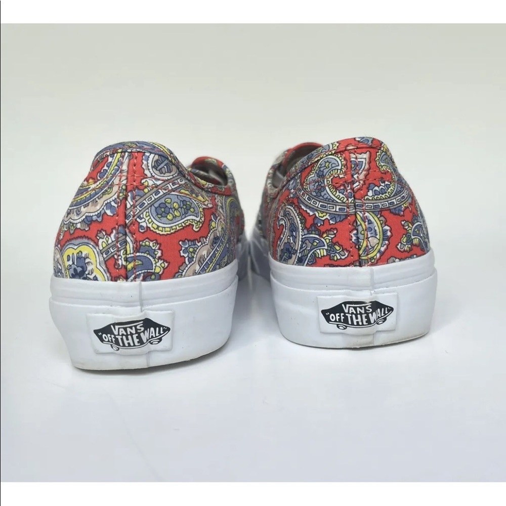 Vans Womens Size 6.5 Red/Blue Paisley Print Low Top Shoes - Picture 3 of 7
